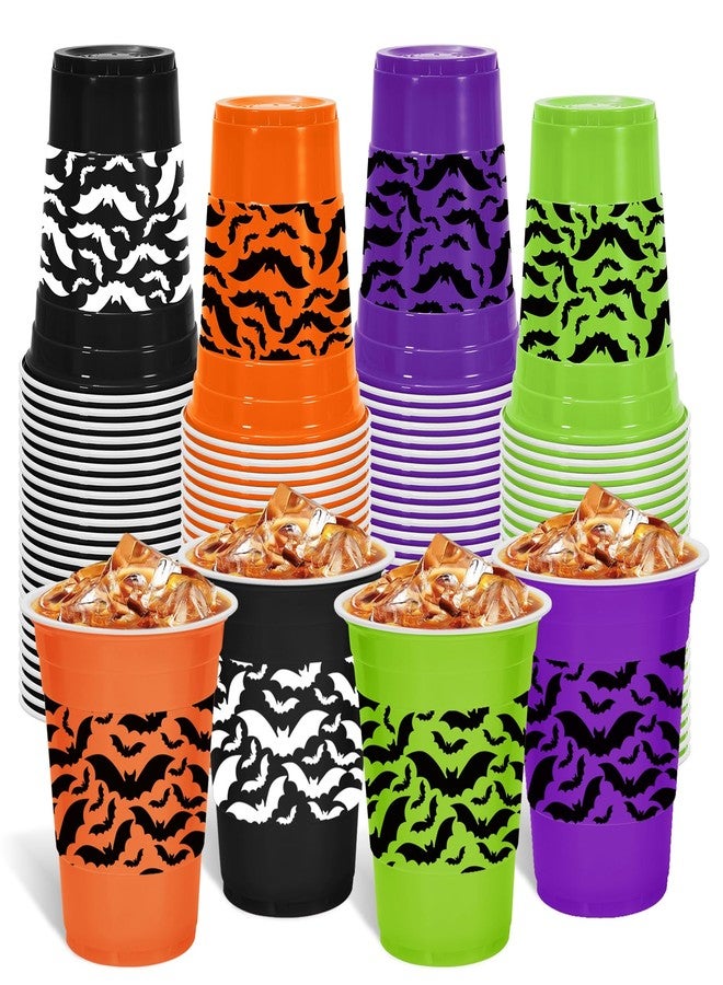 JarThenaAMCS مجموعة أكواب بلاستيكية من JarThenaAMCS، 60 قطعة، بتصميم خفاش أسود، مناسبة لحفلات الهالوين، سعة 16 أونصة، أكواب شرب للاستخدام مرة واحدة للمشروبات الساخنة والباردة، هدايا حفلات الأعياد، مستلزمات تزيين عشاء العائلة - Image 1